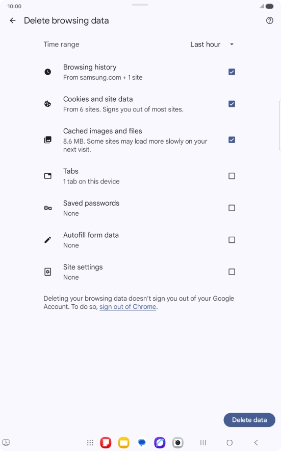 Press the fields next to the required data types. Press the fields next to the required data types.