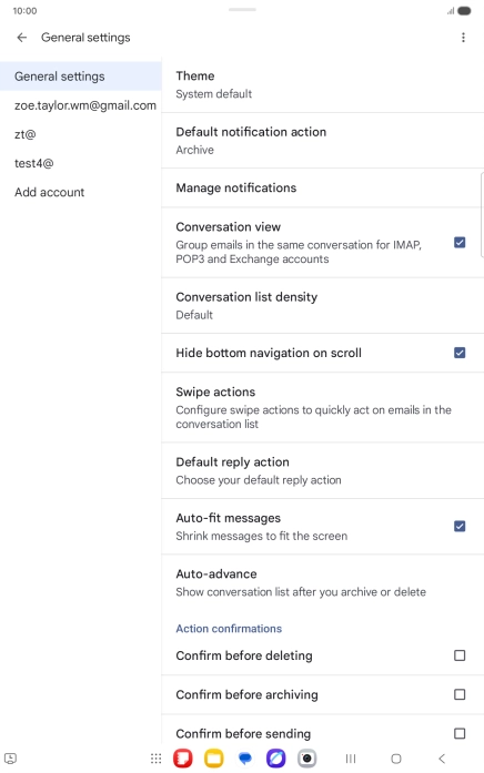 Press the required email account.