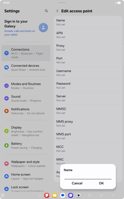 Key in Vodafone Internet and press OK.