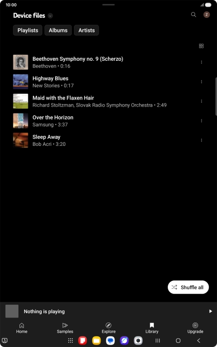 Press the required audio file. Press the required audio file.