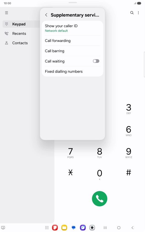 Press Fixed dialling numbers. Press Fixed dialling numbers.