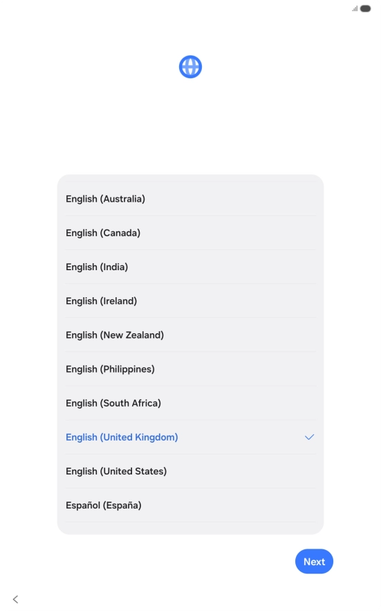 Press the required language. Press the required language.