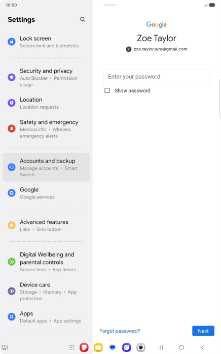 Press Enter your password and key in the password for your Google account. Press Enter your password and key in the password for your Google account.