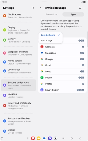 Press the required setting.