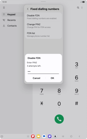Key in your PIN2 and press OK. The default PIN2 is 1111. Key in your PIN2 and press OK. The default PIN2 is 1111.