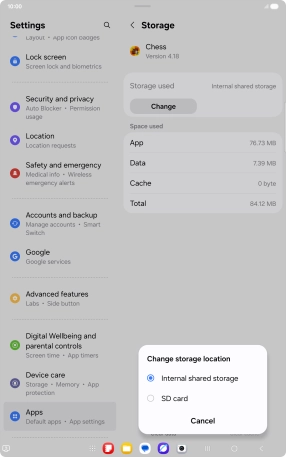 Press the name of the memory card. Press the name of the memory card.