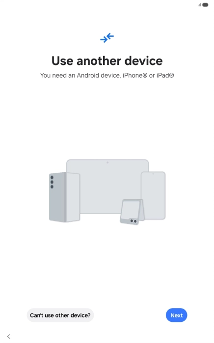 Press Can't use other device?. Press Can't use other device?.