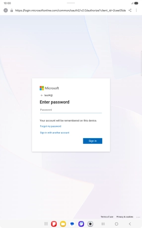 Press Password and key in the password for your email account.