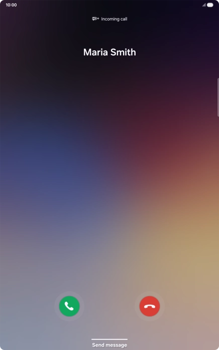 Press and drag the accept call icon right. Press and drag the accept call icon right.