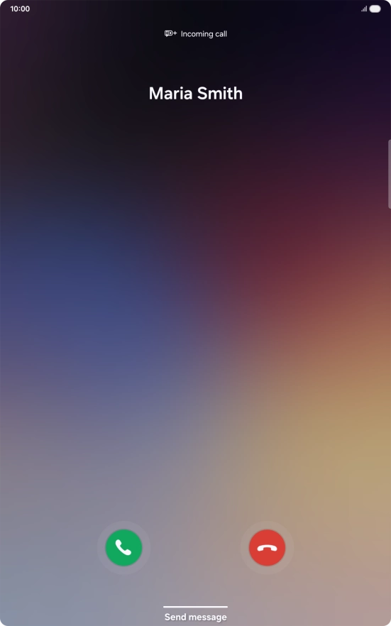 Press and drag the accept call icon right. Press and drag the accept call icon right.