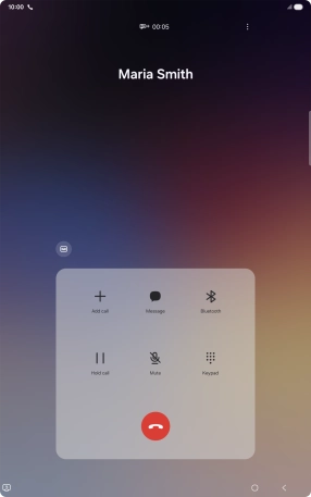 Press the end call icon. Press the end call icon.