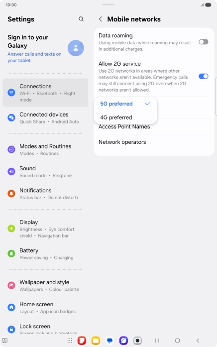 Press the required network mode. Press the required network mode.