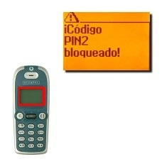 La pantalla muestra ¡Código PIN2 bloqueado! e inmediatamente después Introducir el código PUK2: