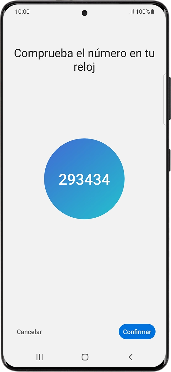 En el teléfono: Comprueba que el código coincida con el código que aparece en tu smartwatch.
