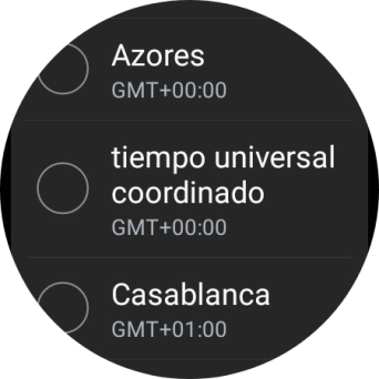 Pulsa la zona horaria deseada. Pulsa la zona horaria deseada.