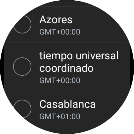 Pulsa la zona horaria deseada. Pulsa la zona horaria deseada.