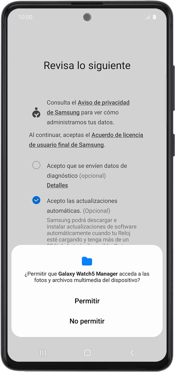 En el teléfono: Pulsa Permitir.