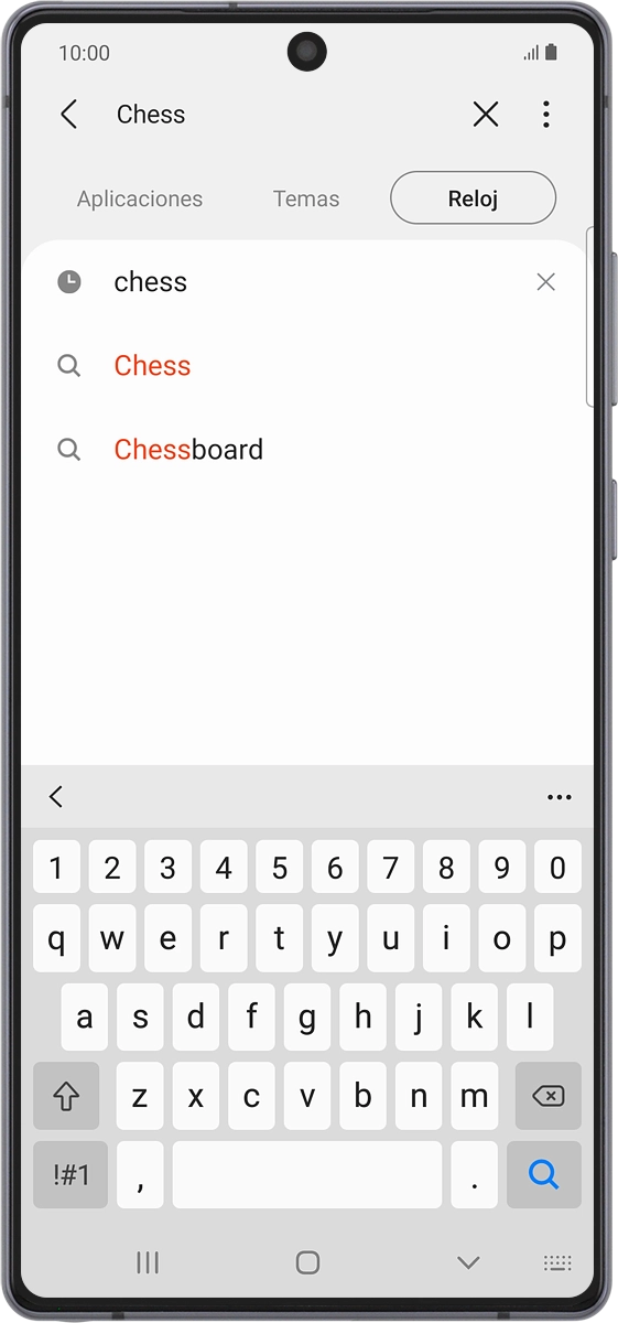 En el teléfono: Introduce el nombre del tema o de la app y pulsa el icono de búsqueda.