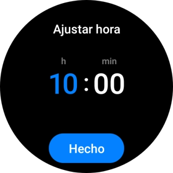 Desliza el dedo hacia arriba o hacia abajo por la pantalla para poner el reloj en hora. Desliza el dedo hacia arriba o hacia abajo por la pantalla para poner el reloj en hora.