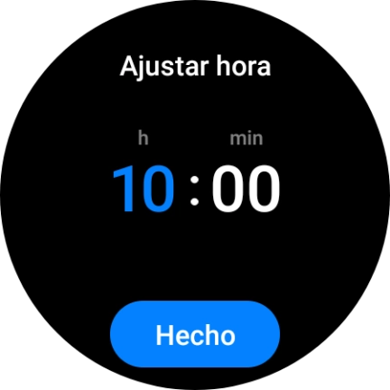 Desliza el dedo hacia arriba o hacia abajo por la pantalla para poner el reloj en hora. Desliza el dedo hacia arriba o hacia abajo por la pantalla para poner el reloj en hora.