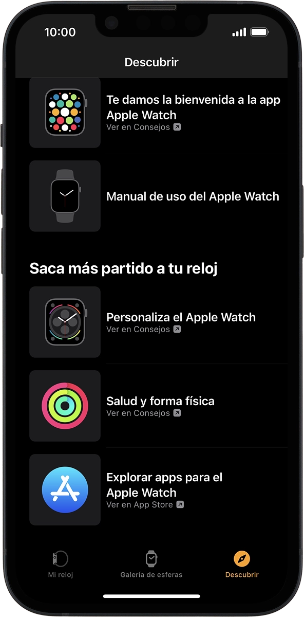En el teléfono: Pulsa Explorar apps para el Apple Watch.