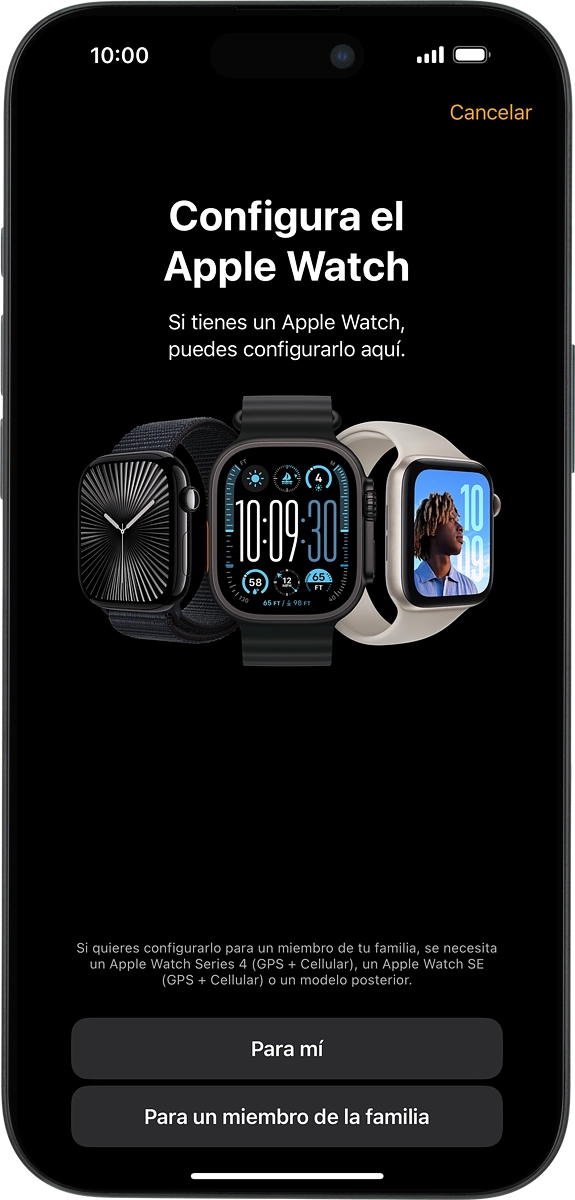 En el teléfono: Cuando aparece esta imagen de pantalla, el Apple Watch está vinculado al teléfono.