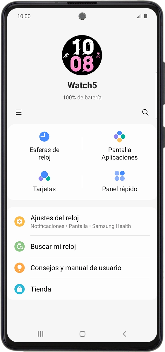En el teléfono: Cuando aparece esta imagen de pantalla, el smartwatch está activado y sincronizado con el teléfono.