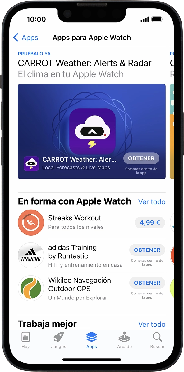 En el teléfono: Desplázate a la app deseada.