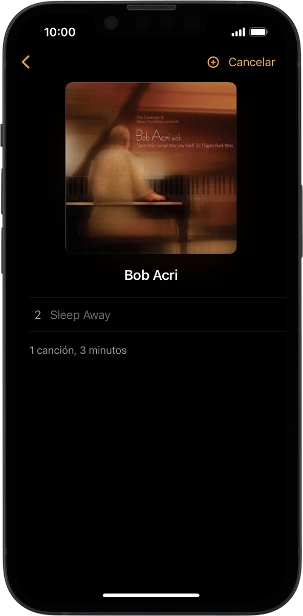 En el teléfono: Pulsa el icono de añadir para transferir archivos de música al Apple Watch.