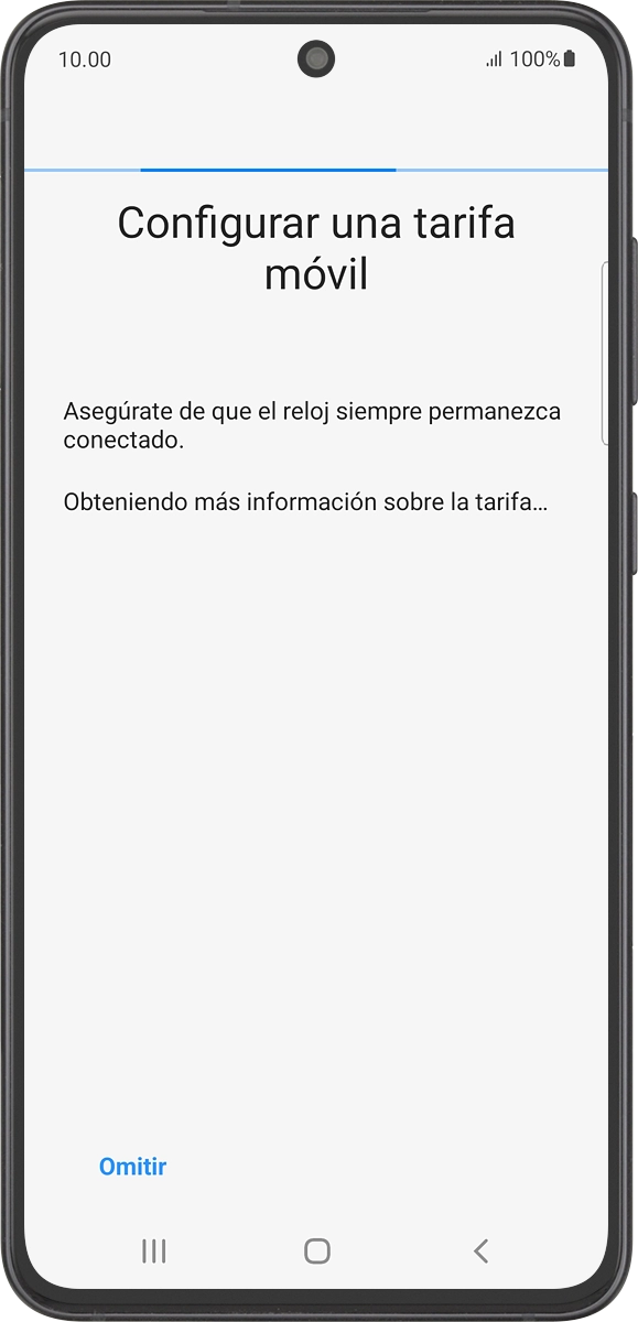 En el teléfono: Si deseas configurar los datos móviles en el smartwatch, sigue las indicaciones de la pantalla  para terminar la configuración.