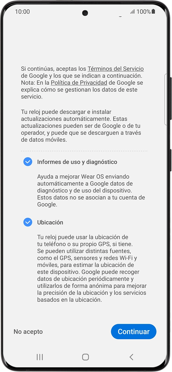 En el teléfono: Pulsa Continuar.