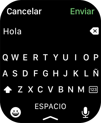 Pulsa el icono de micrófono y di el mensaje en alto.