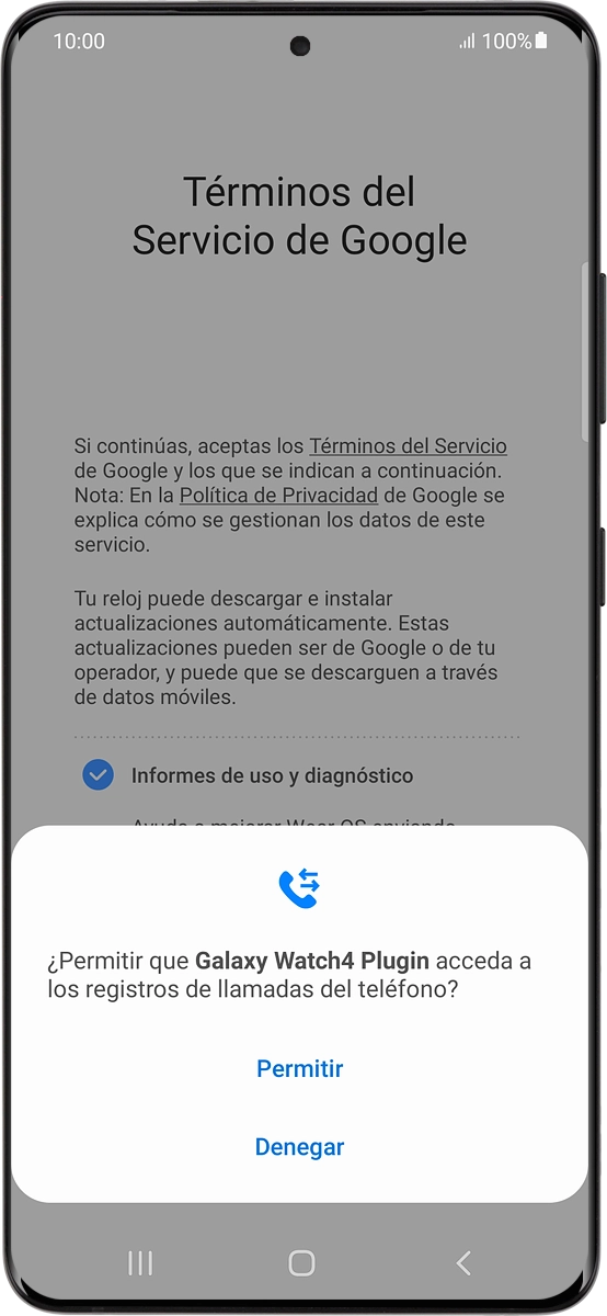 En el teléfono: Pulsa Permitir.