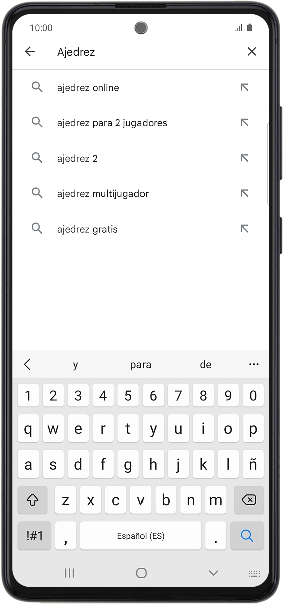 En el teléfono: Introduce el nombre del tema o de la app y pulsa el icono de búsqueda.