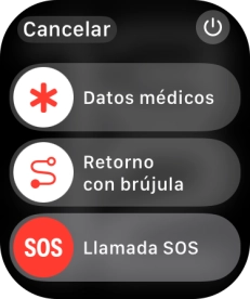 Pulsa SOS y desliza el dedo hacia la derecha para hacer una llamada de emergencia. Si has configurado contactos de emergencia y activado la función de compartir información con los contactos de emergencia, estos recibirán un mensaje SOS con tu ubicación después de que finalice la llamada de emergencia.