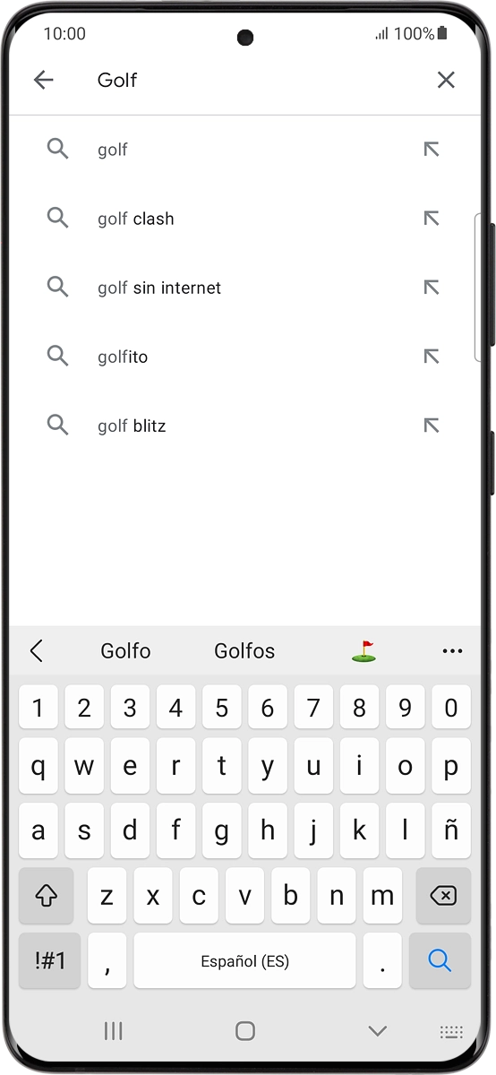 En el teléfono: Introduce el nombre del tema o de la app y pulsa el icono de búsqueda.