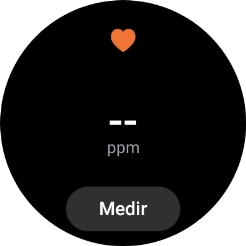 Pulsa Medir y espera mientra el smartwatch está midiendo el pulso.