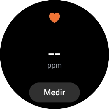 Pulsa Medir y espera mientra el smartwatch está midiendo el pulso.