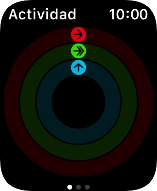 En la pantalla aparece cuánto tiempo te lleva realizar tus objetivos de actividad diaria. Cuando los círculos de color están cerrados, significa que has alcanzado los objetivos de tu actividad diaria.