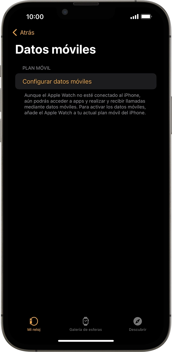 En el móvil: Pulsar Configurar datos móviles y seguir las indicaciones de la pantalla para configurar los datos móviles.