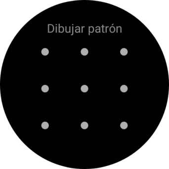 Arrastra el dedo sobre la pantalla para unir por lo menos cuatro puntos y sigue las indicaciones de la pantalla para crear un patrón como código de seguridad.