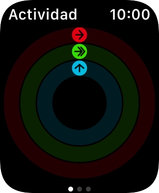 En la pantalla aparece cuánto tiempo te lleva realizar tus objetivos de actividad diaria. Cuando los círculos de color están cerrados, significa que has alcanzado los objetivos de tu actividad diaria.
