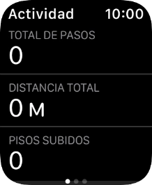 Sigue deslizando el dedo hacia arriba y sigue las instrucciones de la pantalla para consultar la vista de la actividad de la semana en curso o para adaptar los objetivos de la actividad diaria.