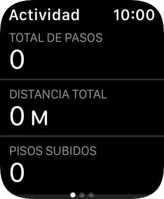 Sigue deslizando el dedo hacia arriba y sigue las instrucciones de la pantalla para consultar la vista de la actividad de la semana en curso o para adaptar los objetivos de la actividad diaria.