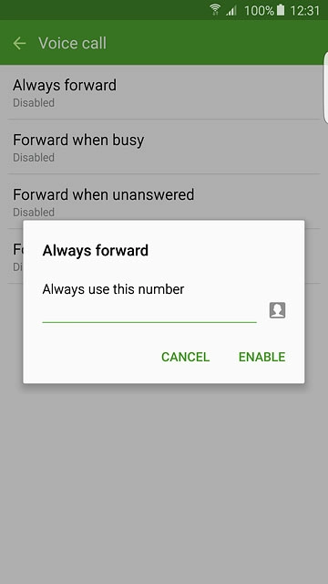 Key in (prefix) 5 (your phone number) and press ENABLE.