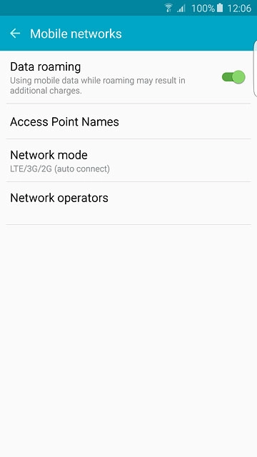 Press Data roaming to turn the function on or off.