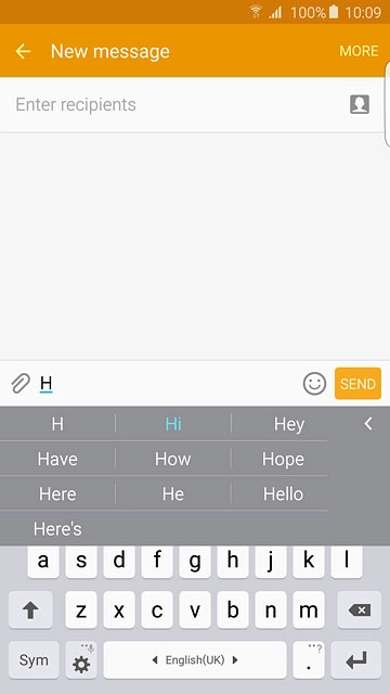 Press the required word to insert it.