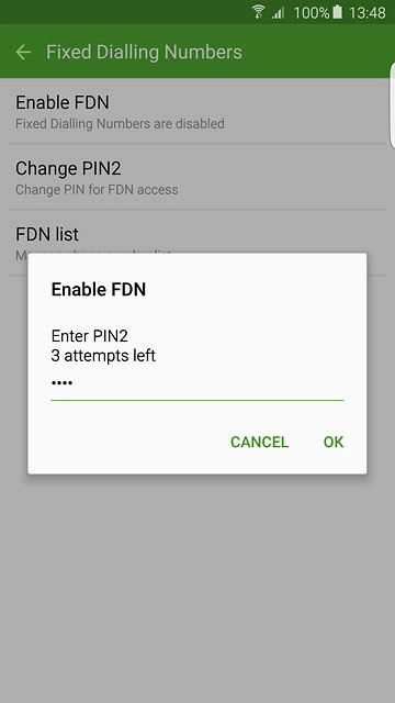 Key in your PIN2 and press OK.