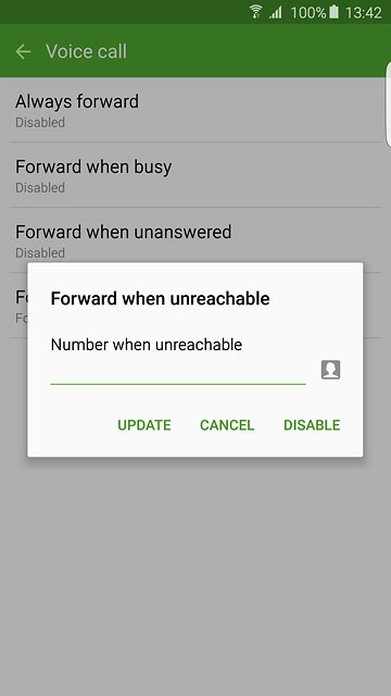 Press DISABLE.Repeat until all diverts have been cancelled.
