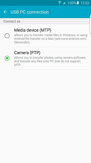 Press Media device (MTP) until the function is turned on.